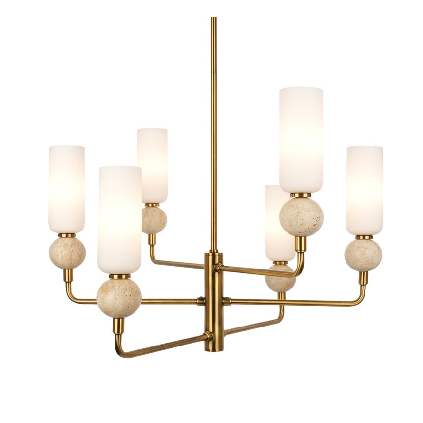 ITALUX - Deckenleuchte mit Stange SANTOS 6xG9/40W/230V goldfarben