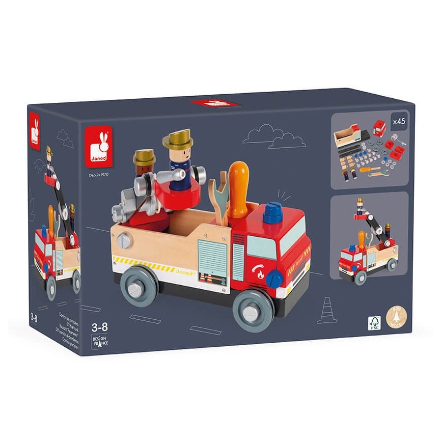 Janod - Holzbausatz BRICOKIDS Feuerwehrauto