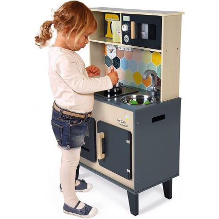Janod - Holzküche mit LED-Kochfläche MOZAIC 2xLR6
