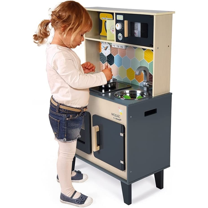 Janod - Holzküche mit LED-Kochfläche MOZAIC 2xLR6