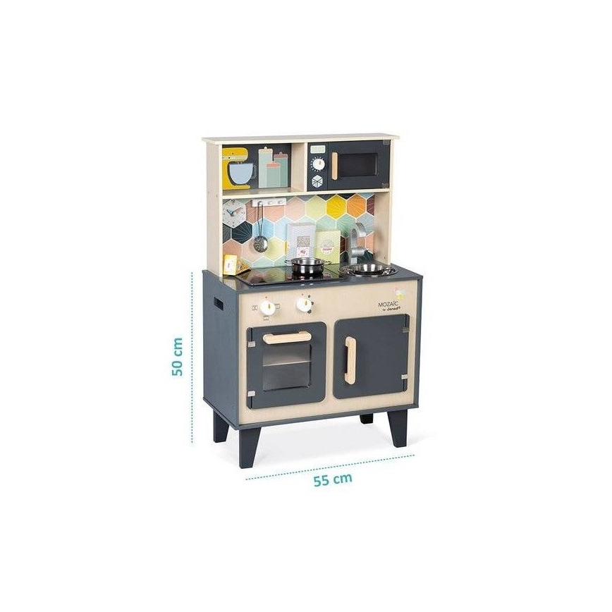 Janod - Holzküche mit LED-Kochfläche MOZAIC 2xLR6