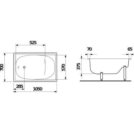 JIKA H2340000000001 - Sitzbadewanne RIGA 105x70 Stahl/weiß