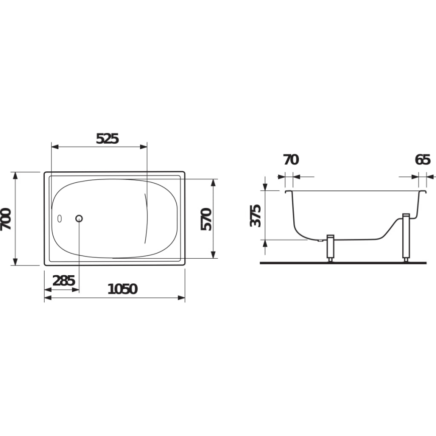 JIKA H2340000000001 - Sitzbadewanne RIGA 105x70 Stahl/weiß