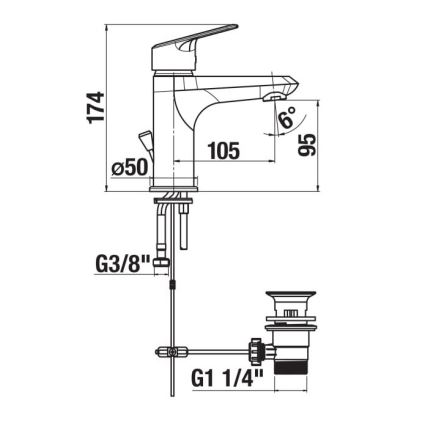 JIKA H3112E10041111 - Waschtischarmatur mit Ablaufventil ohne Überlauf TALAS 17,4 cm Hochglanzchrom