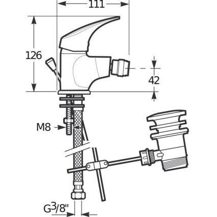 JIKA H3411N10041111 - Bidetarmatur mit Ablauf ohne Überlauf TALAS 12,6 cm glänzender Chrom