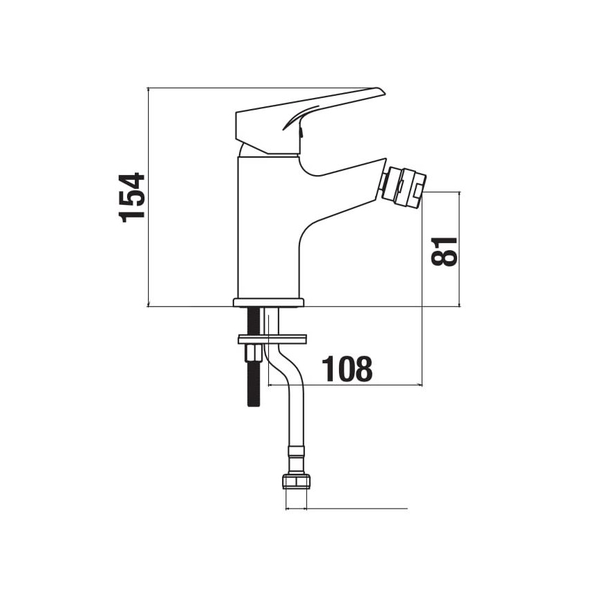 JIKA H3411W10041101 - Bidetarmatur CUBE 15,4 cm Hochglanzchrom
