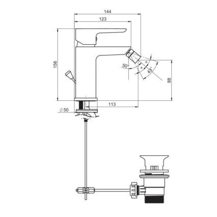 JIKA H3412H10041101 - Bidetarmatur PONTA 15,6 cm Hochglanzchrom