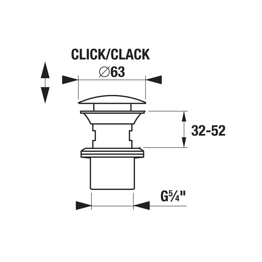 JIKA H3917100040001 - Waschbecken-Ablauf CLICK-CLACK Ø 6,3 cm, glänzend verchromt