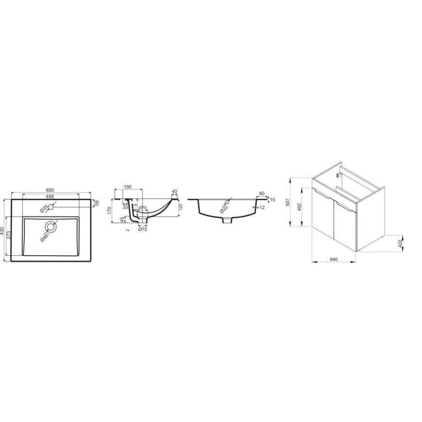 JIKA H4536011763001 - Badezimmerschrank mit Waschbecken CUBE 60,7x65 cm weiß