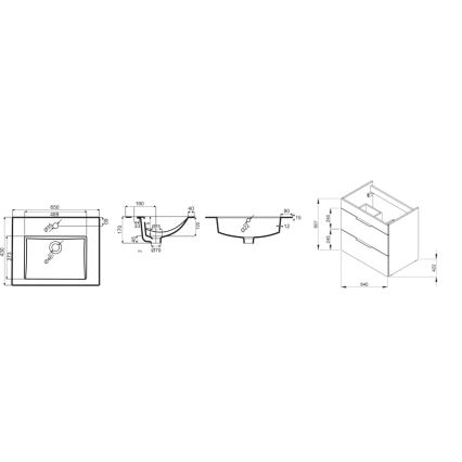 JIKA H4536021763001 - Badezimmerschrank mit integriertem Waschbecken CUBE 60,7x65 cm weiß