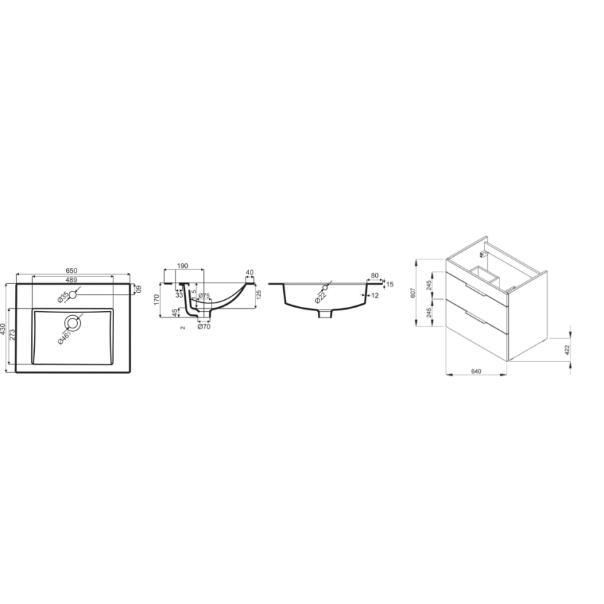 JIKA H4536021763001 - Badezimmerschrank mit integriertem Waschbecken CUBE 60,7x65 cm weiß