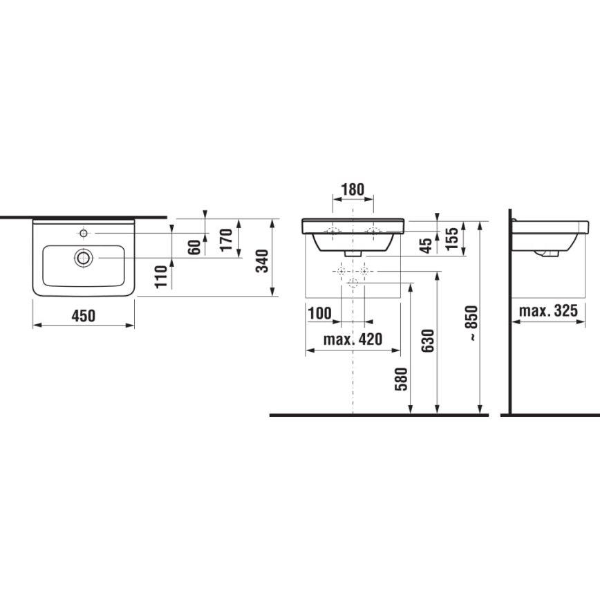 JIKA H8114220001041 - Hängendes Waschbecken CUBITO 45x34 cm Keramik/Weiß