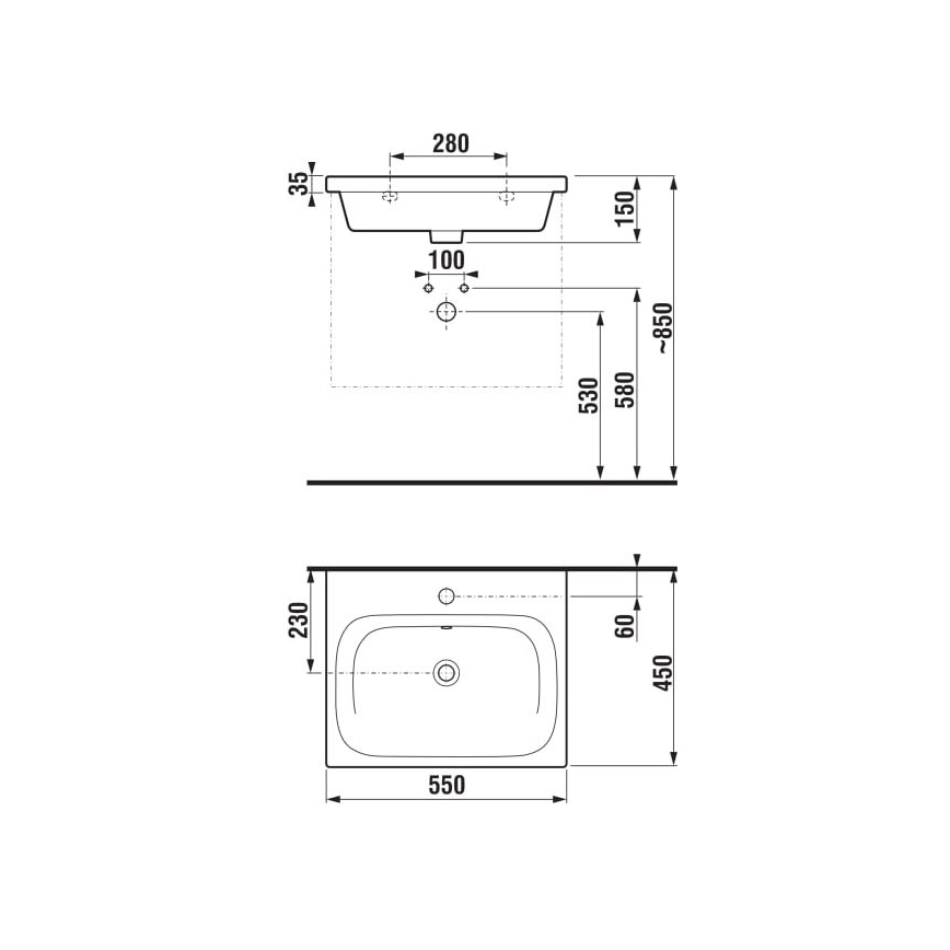 JIKA H8127120001041 - Hängendes Waschbecken MIO 55x45 cm Keramik/Weiß