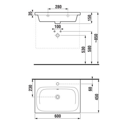 JIKA H8127130001041 - Hängendes Waschbecken MIO 60x45 cm Keramik/Weiß
