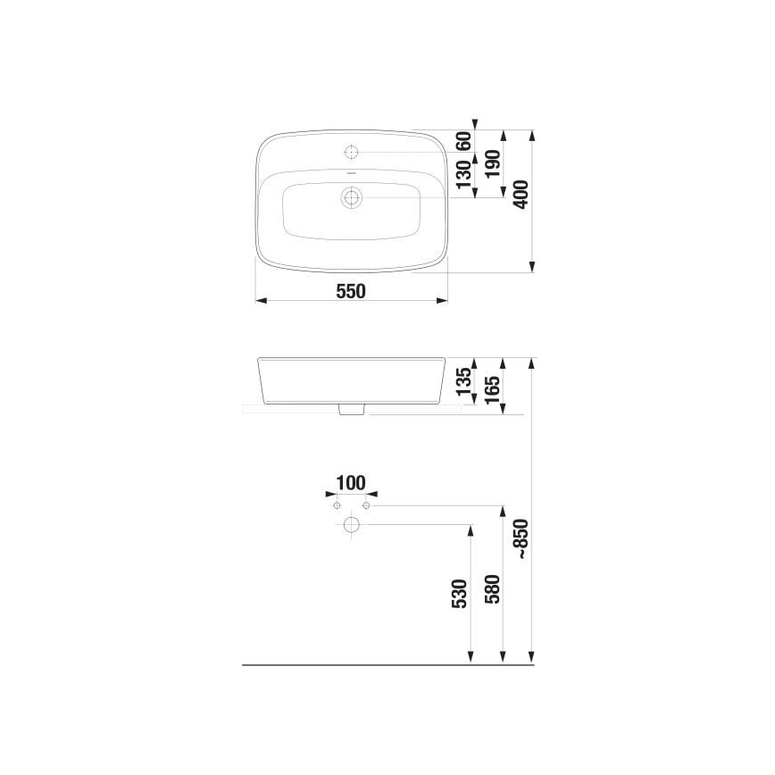 JIKA H8183827571041 - Aufsatzwaschbecken LYRA 55x40 cm Keramik/mattweiß