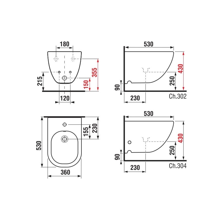 JIKA H8317120003021 - Wand-Bidet MIO, Keramik/weiß