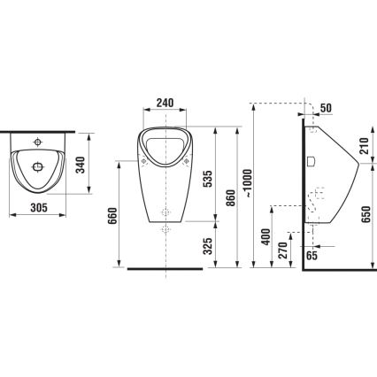 JIKA H8430610000001 - Pissoir GOLEM, Innenanschluss, Abgang hinten, Keramik/weiß
