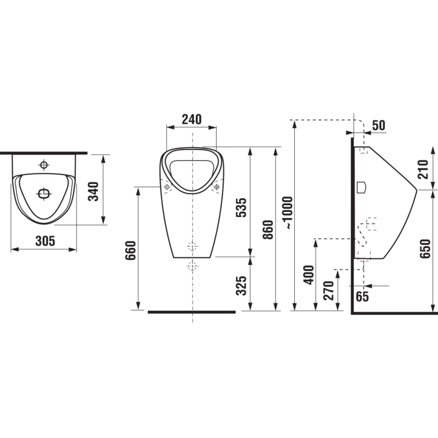 JIKA H8430610000001 - Pissoir GOLEM, Innenanschluss, Abgang hinten, Keramik/weiß