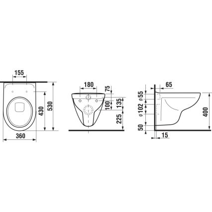 JIKA H8663810000001- Wandhängendes WC LYRA Keramik/weiß + WC-Sitz LYRA Duroplast/weiß