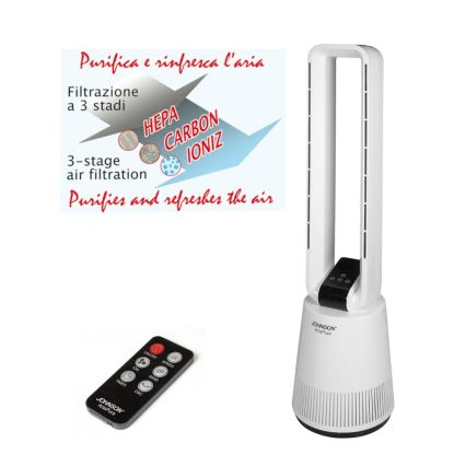 JOHNSON - Ventilator mit Luftreiniger und HEPA-Filter ARIA PURA 90W/230V weiß + Fernbedienung