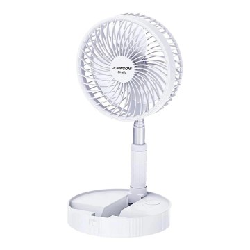 JOHNSON - Wiederaufladbarer Tischventilator GIRAFFA 5W/3,7V 1200 mAh Ø 20 cm weiß