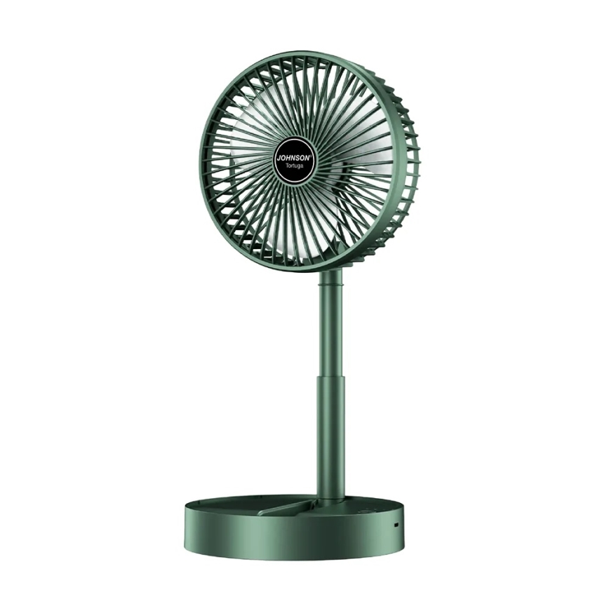 JOHNSON - Wiederaufladbarer Tischventilator TORTUGA 5W/3,7V 1200 mAh Ø 16,5 cm grün