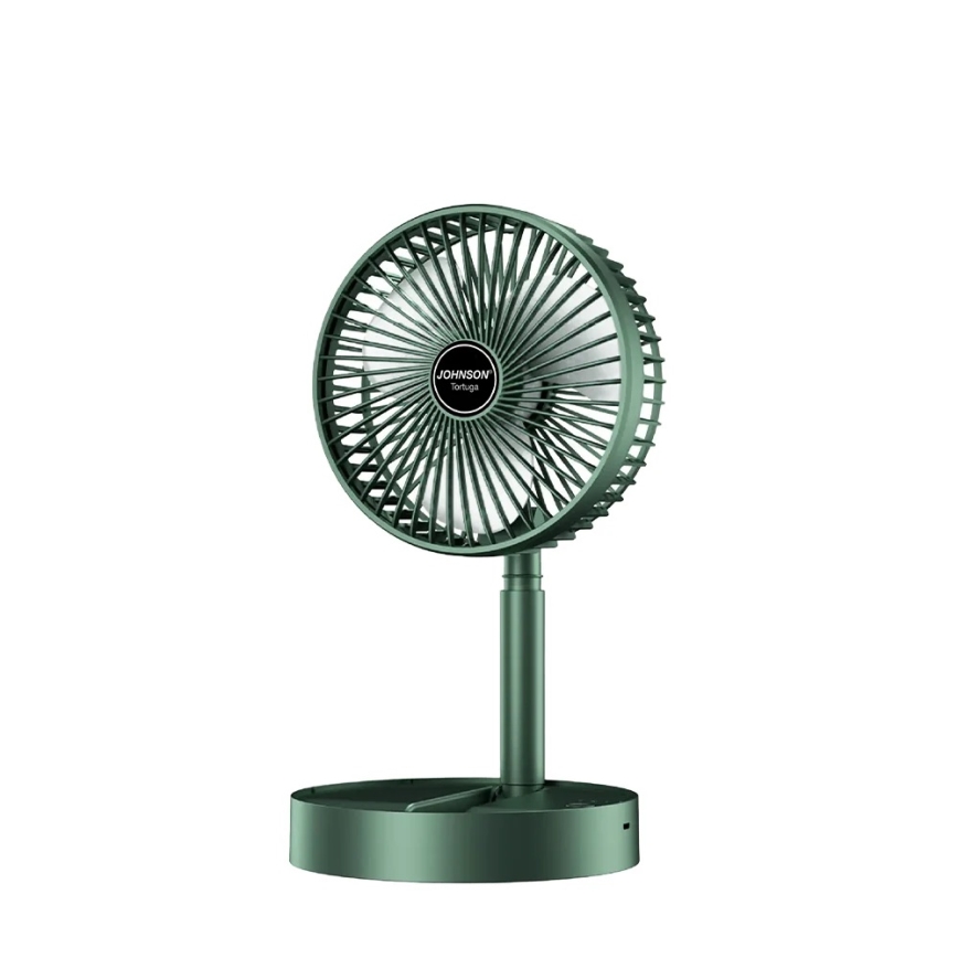 JOHNSON - Wiederaufladbarer Tischventilator TORTUGA 5W/3,7V 1200 mAh Ø 16,5 cm grün