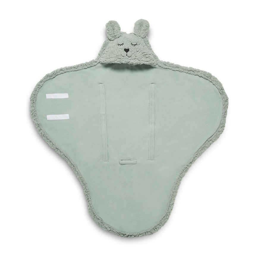 Jollein - Wickeldecke Fleece Häschen 100x105 cm Eschengrün