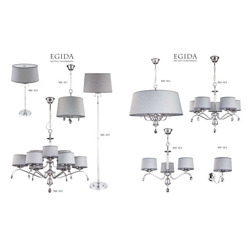 Jupiter 1605 - EG 6 CH - Kristall-Kronleuchter EGIDA 6xE27/60W