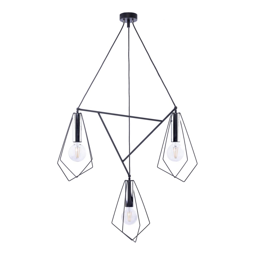 Jupiter 1663 - Hängeleuchte KAIR 3xE27/60W/230V schwarz/glänzendes Chrom
