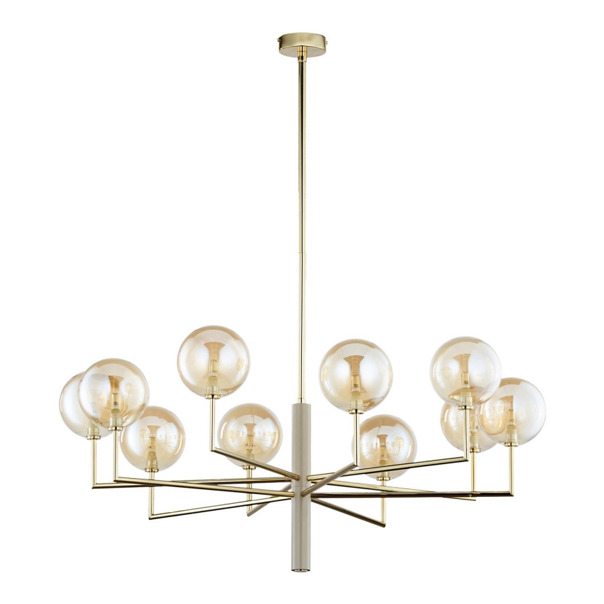 Jupiter 1977 - Kronleuchter an Stange FEME 10xG9/10W/230V golden/beige