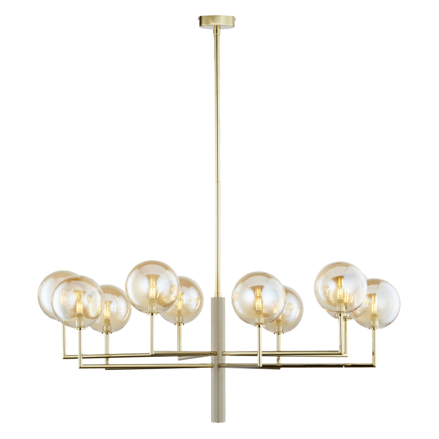 Jupiter 1977 - Kronleuchter an Stange FEME 10xG9/10W/230V golden/beige