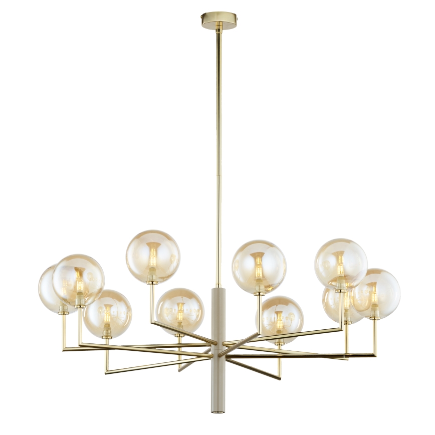 Jupiter 1977 - Kronleuchter an Stange FEME 10xG9/10W/230V golden/beige