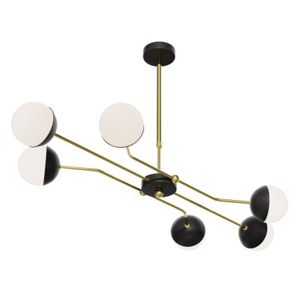 Jupiter 1981 - Kronleuchter an Stange TRENTO 6xG9/10W/230V schwarz/golden