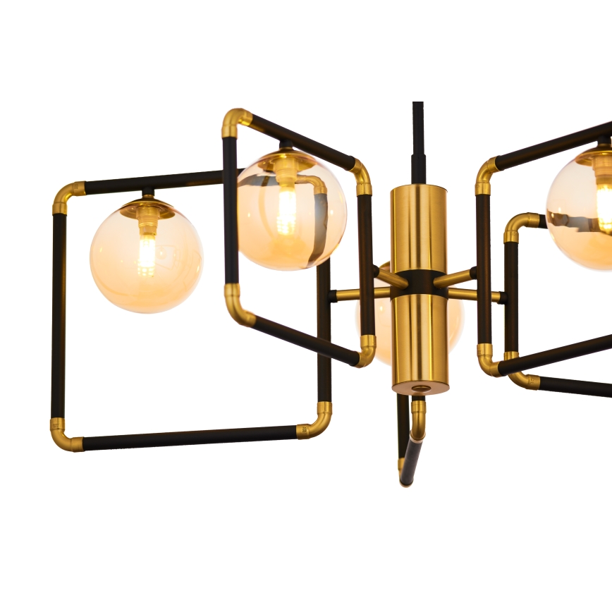 Jupiter 1984 - Kronleuchter an Stange IBRA 5xG9/10W/230V schwarz/golden/beige