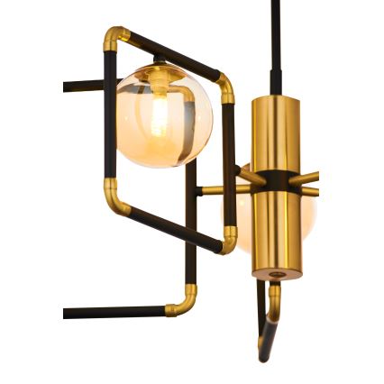 Jupiter 1984 - Kronleuchter an Stange IBRA 5xG9/10W/230V schwarz/golden/beige