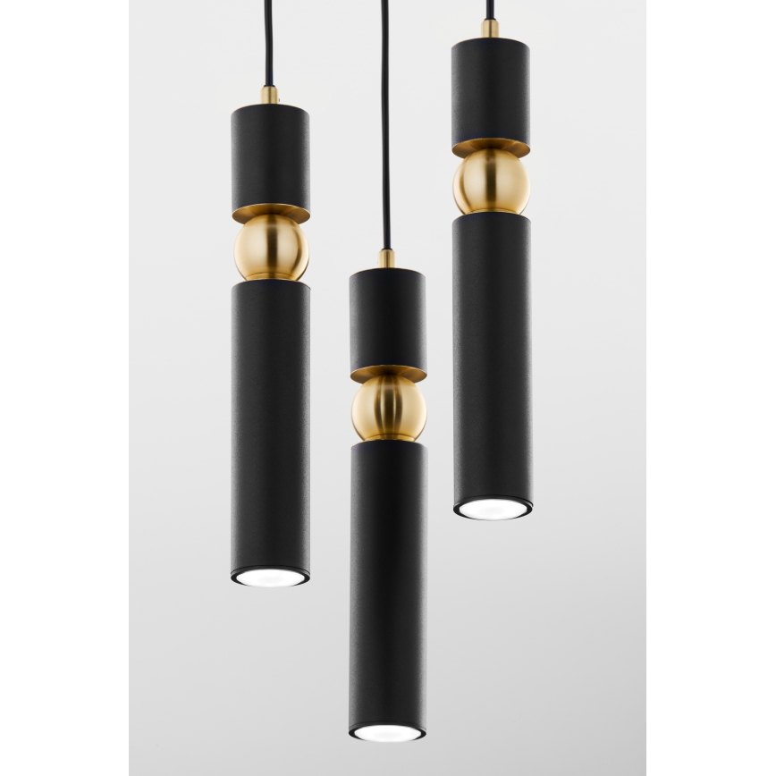 Jupiter 2013 - Hängeleuchte an Schnur ALAS 3xGU10/10W/230V schwarz/golden