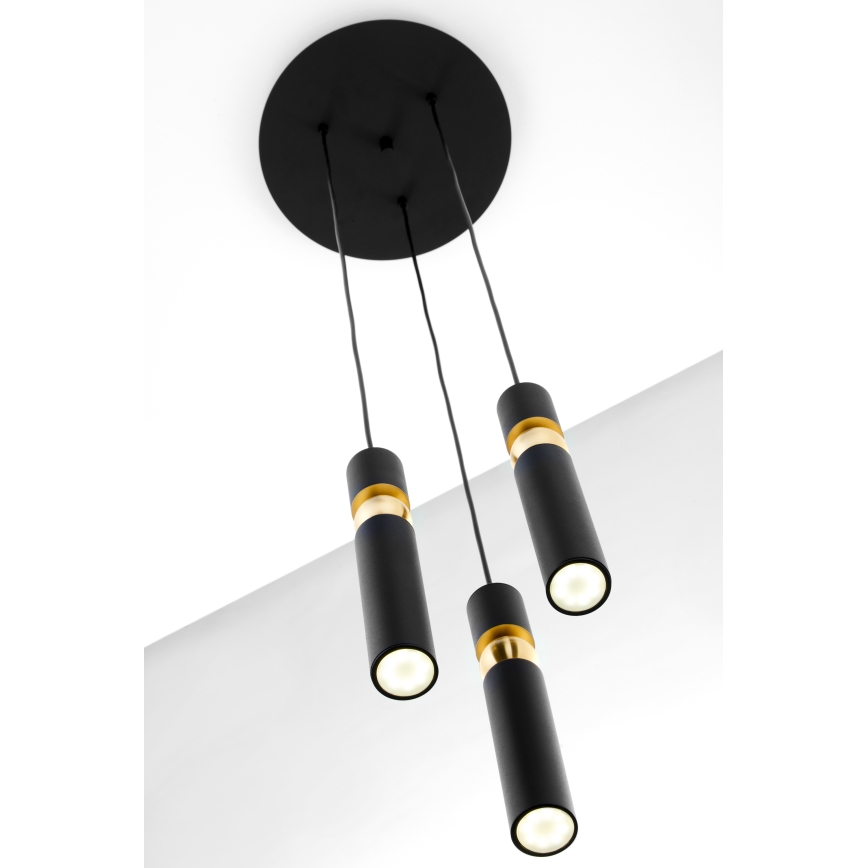 Jupiter 2013 - Hängeleuchte an Schnur ALAS 3xGU10/10W/230V schwarz/golden
