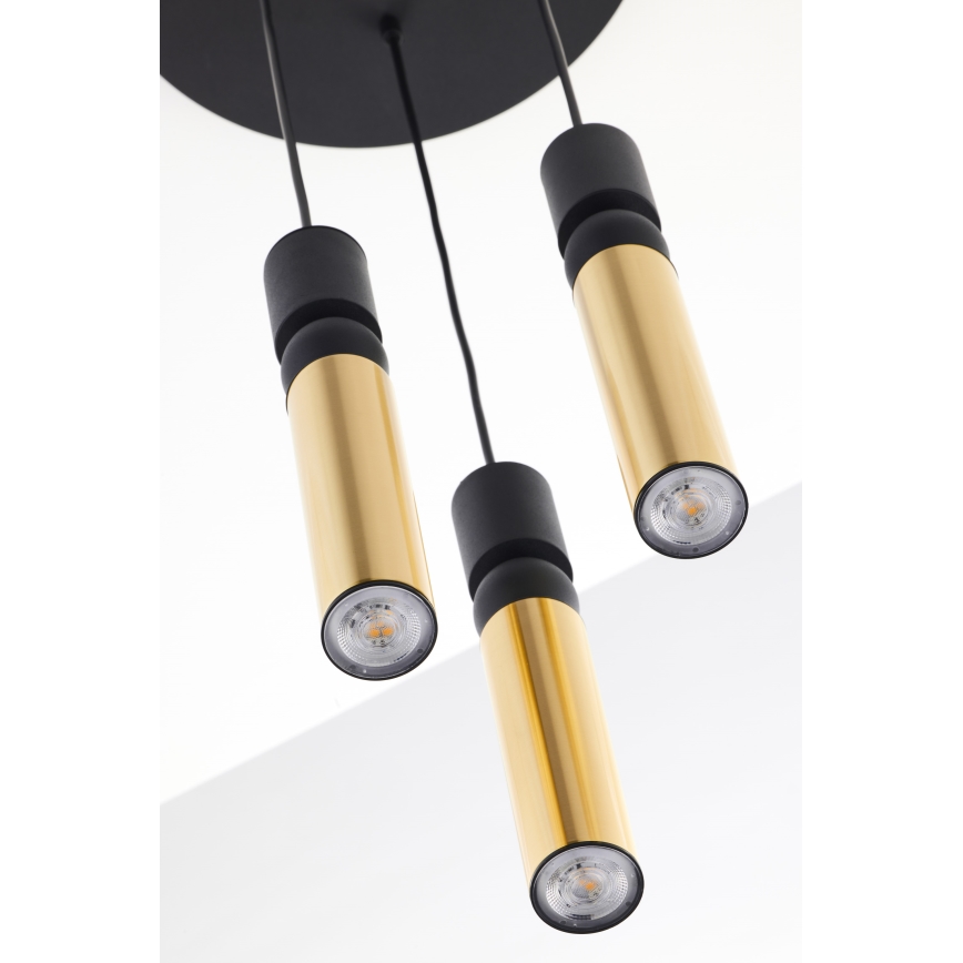 Jupiter 2016 - Hängeleuchte an Schnur ALAS 3xGU10/10W/230V golden/schwarz