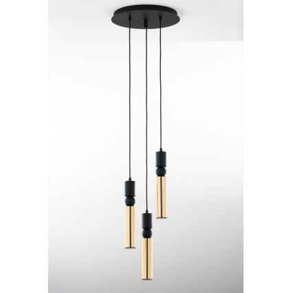 Jupiter 2016 - Hängeleuchte an Schnur ALAS 3xGU10/10W/230V golden/schwarz