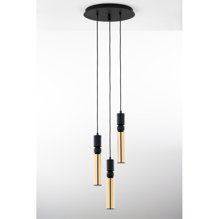 Jupiter 2016 - Hängeleuchte an Schnur ALAS 3xGU10/10W/230V golden/schwarz