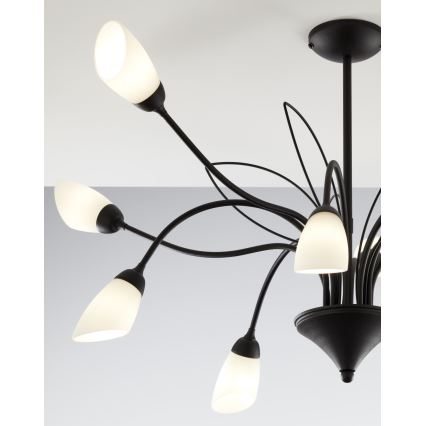 Jupiter 2056 - Kronleuchter GLORIOSA mit Stange 10xG9/14W/230V schwarz