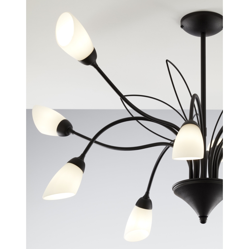 Jupiter 2056 - Kronleuchter GLORIOSA mit Stange 10xG9/14W/230V schwarz