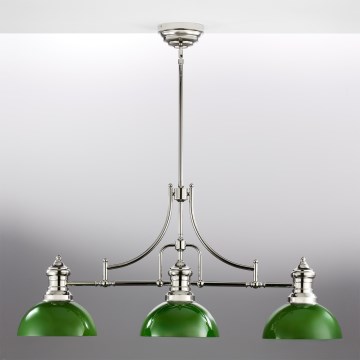 Jupiter 2072 - Pendelleuchte an Stange PLATINO 3xE27/15W/230V grün/glänzender Chrom