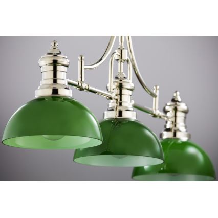 Jupiter 2072 - Pendelleuchte an Stange PLATINO 3xE27/15W/230V grün/glänzender Chrom
