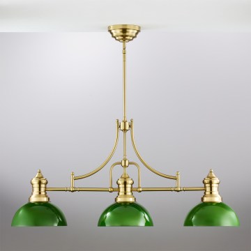 Jupiter 2074 - Hängeleuchte an Stange PLATINO 3xE27/15W/230V grün/gold