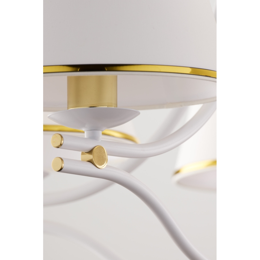 Jupiter 2084 - Kronleuchter an Kette SAMBA 5xE27/15W/230V weiß/gold