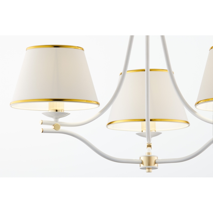 Jupiter 2085 - Kronleuchter mit Kette SAMBA 3xE27/15W/230V weiß/gold