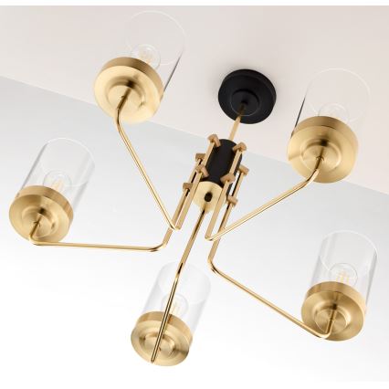 Jupiter 2088 - Deckenleuchte an Stange RAMIREZ 5xE27/15W/230V gold/schwarz