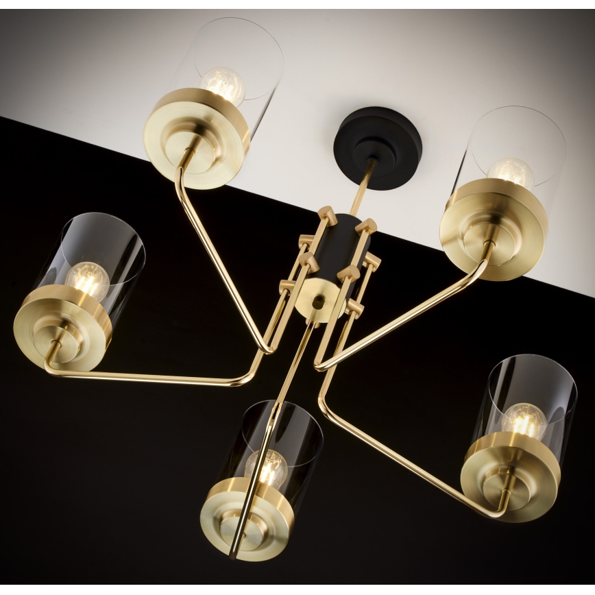 Jupiter 2088 - Deckenleuchte an Stange RAMIREZ 5xE27/15W/230V gold/schwarz